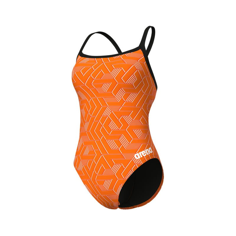 Arena W Escape Swimsuit Challenge Back black/team-orange